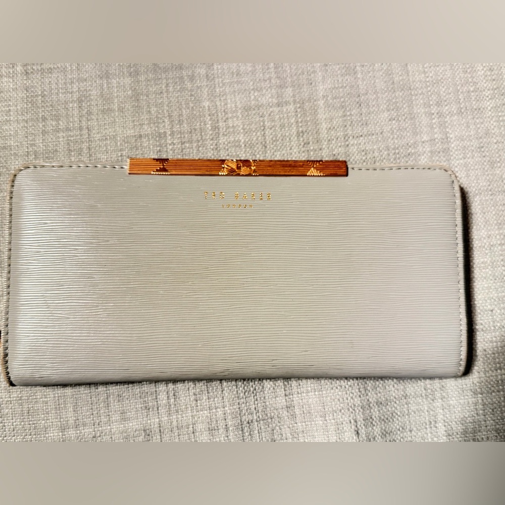 Ted Baker London Light Gray Clutch with Gold Detail